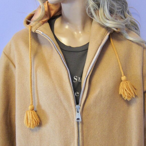 Vintage 60s INDIAN ARTISAN CANADIAN CAMEL WOOL HOODED COAT RARE COLLECTOR - Picture 4 of 11